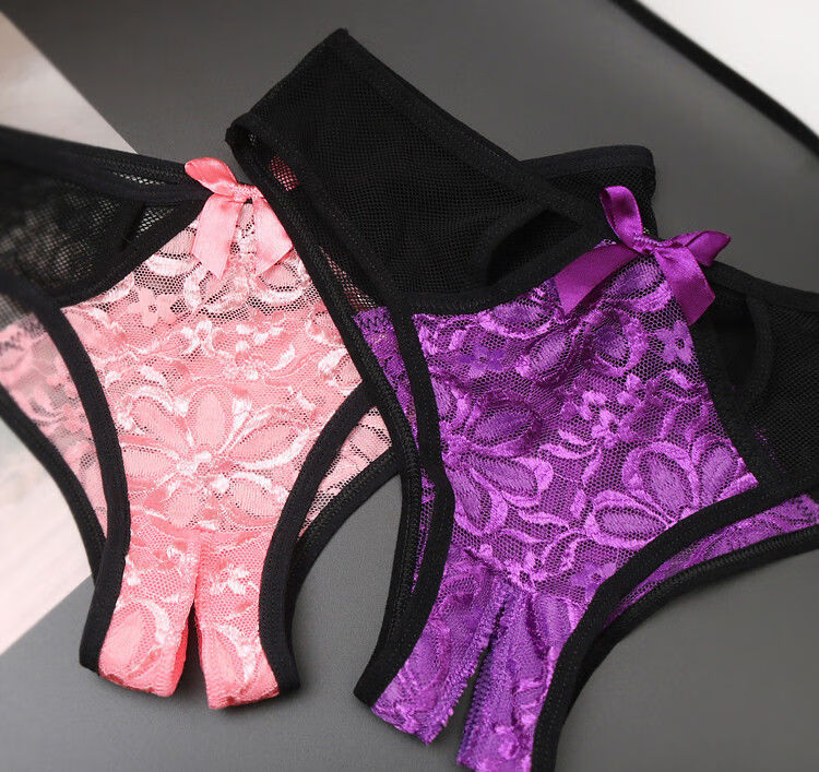 开裆内裤女士蕾丝性感全透明免脱火辣诱惑日系薄款透气丁字裤情趣内衣