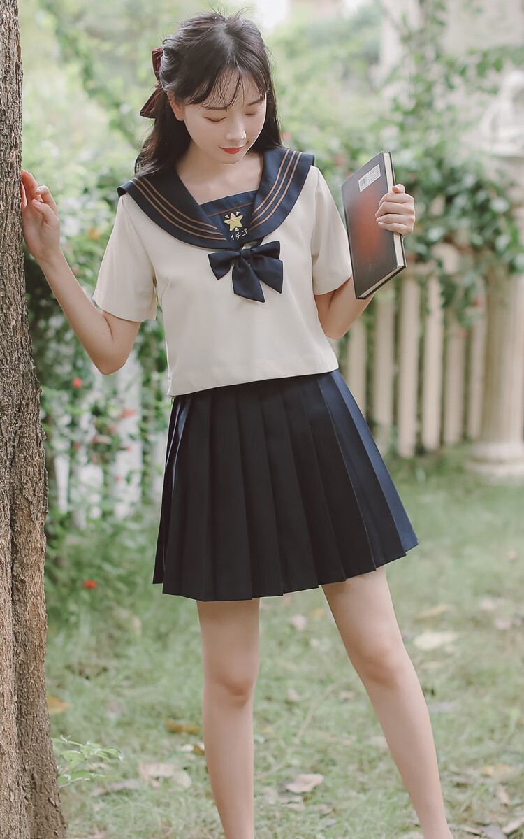 bianyemujk制服套装裙海军领学院风套装夏季少女水手服甜美百褶裙子