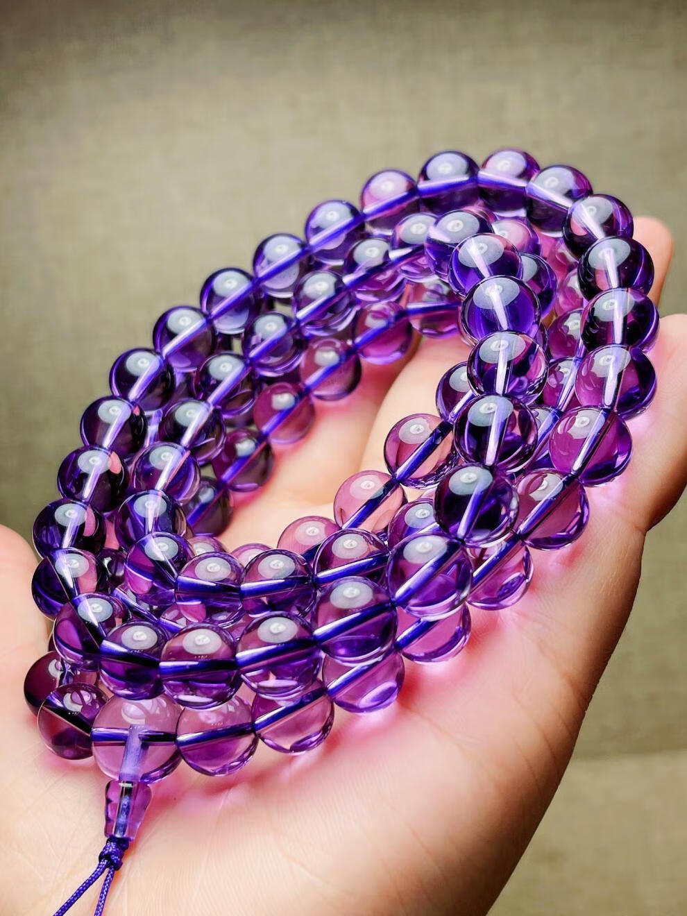 天然紫水晶108颗佛珠手串念珠全净体巴西紫晶一物一图