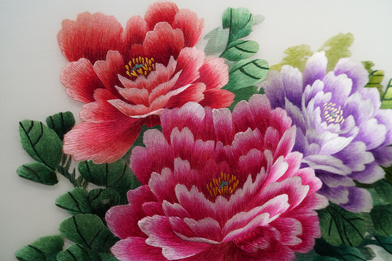 图花开富贵手工苏绣刺绣画沙发客厅装饰画7970中华牡丹85205错针绣