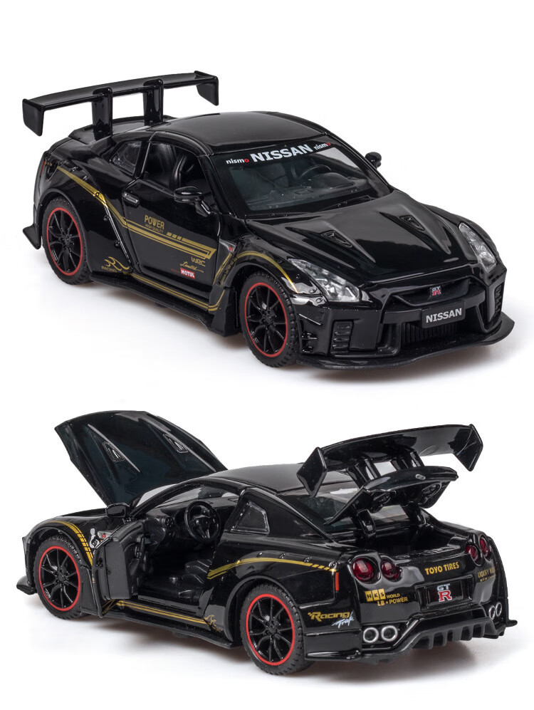 雅迪仿真1比32日产nissangtrr35合金玩具跑车模型回力玩具车红色