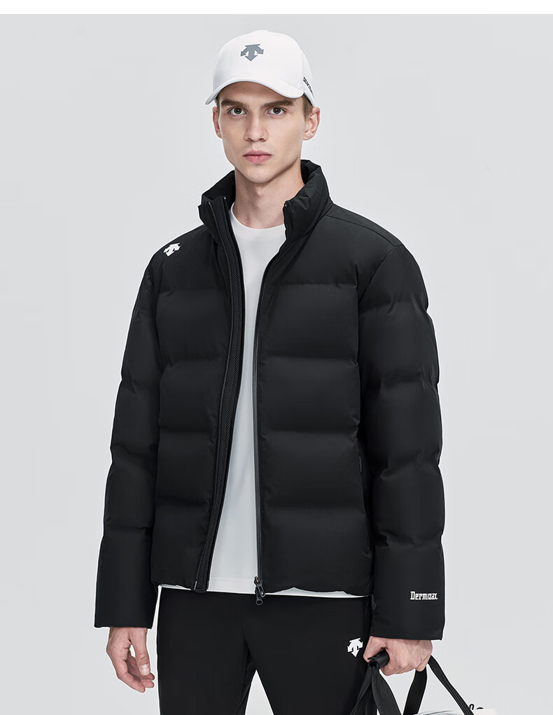 descente迪桑特冬季短款运动羽绒服男士立领保暖羽绒服d1431tdj52黑色