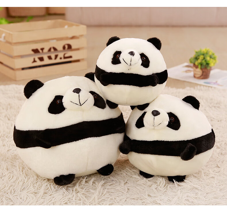可爱黑白熊猫玩具玩偶布娃娃女公仔抱枕创意圆形包子毛绒成都旅游纪念