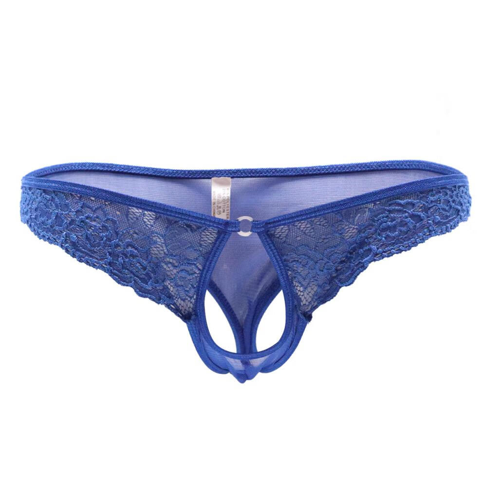 姬欲 男士成人内裤带洞三角裤低腰性感蕾丝大码免脱丁字裤欧美情趣