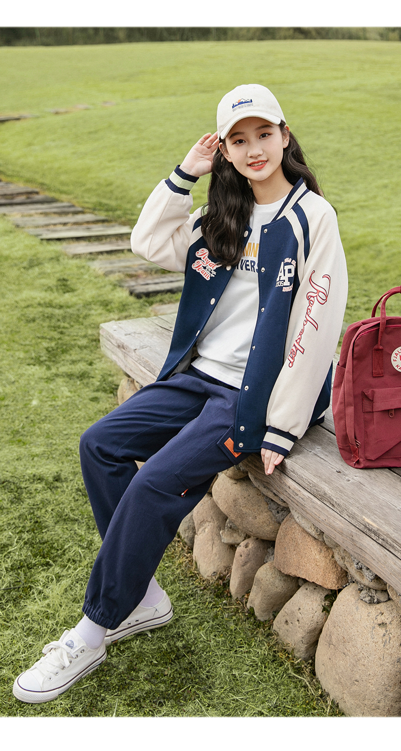 紫洛妮初中生外套女棒球服春装2022年新款少女高中学生夹克韩版宽松