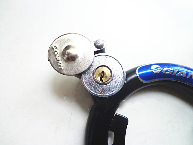 带保险自行车防盗锁马蹄锁城市车固定锁钢管锁灰色