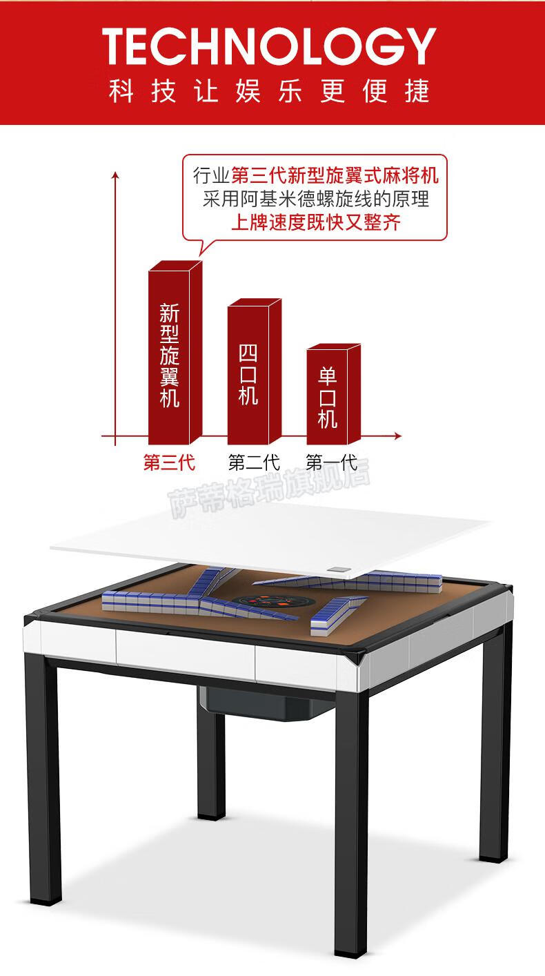 四方城麻将机四方城旋翼迷你麻将机全自动折叠家用斜口过山车麻将桌