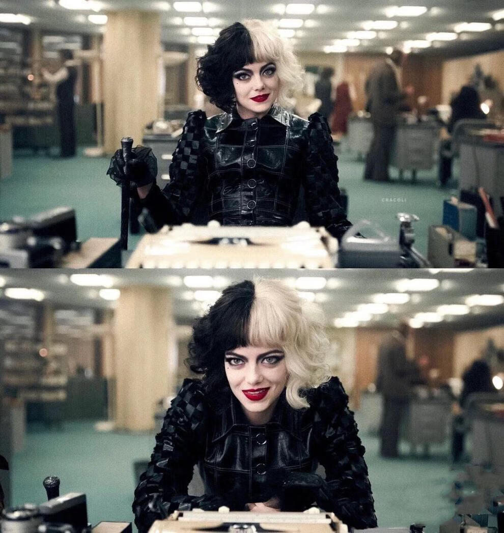 片希真人电影cruelladevil短卷发阴阳爆炸头黑白魔女库伊拉cos假发