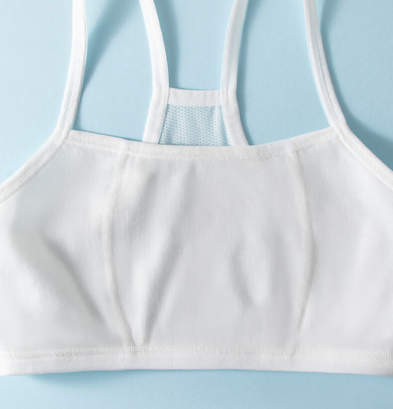 女童夏季小背心学生少女初中育期防凸双层网格女童吊带小背心二件装