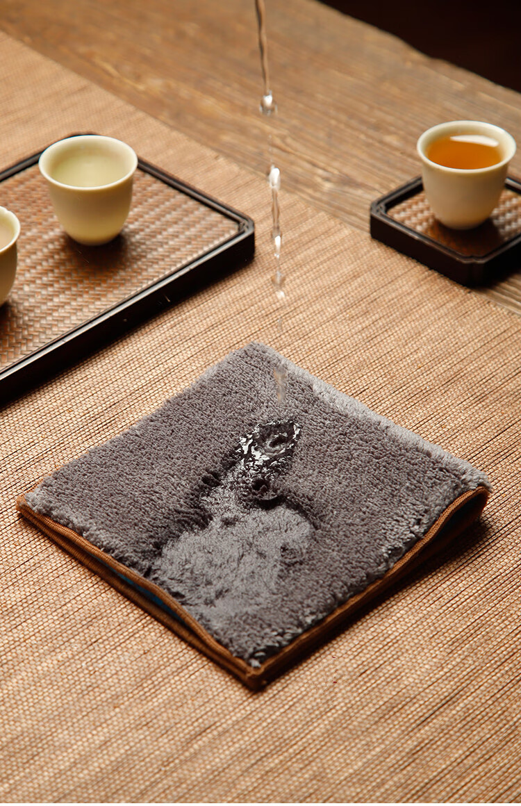 中式茶巾茶布桌布吸水茶桌垫子养壶巾茶席加厚茶盘台配件毛巾刺字长绒