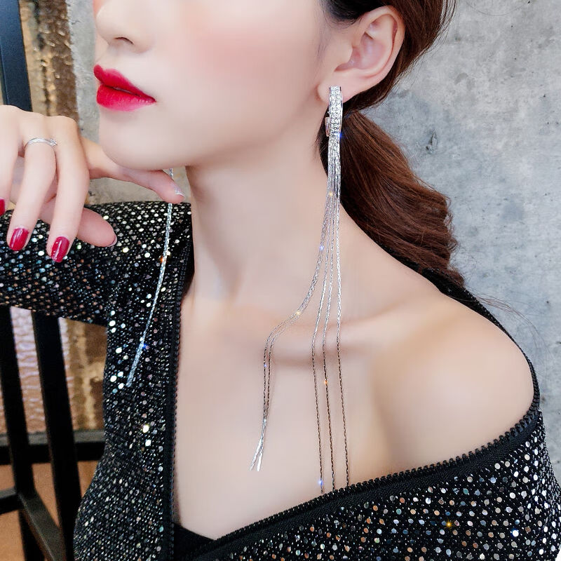 nice银针女王超长流苏耳环女网红夸张耳饰2021新款潮韩国个性大气耳坠