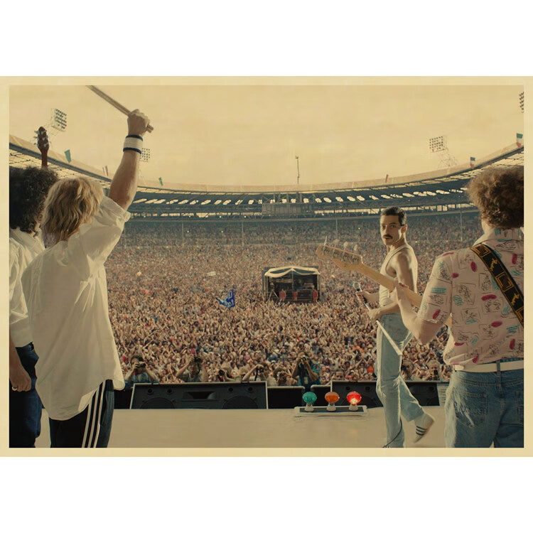 皇后乐队海报 queen 牛皮纸复古装饰画 摇滚音乐 怀旧 欧美人物画