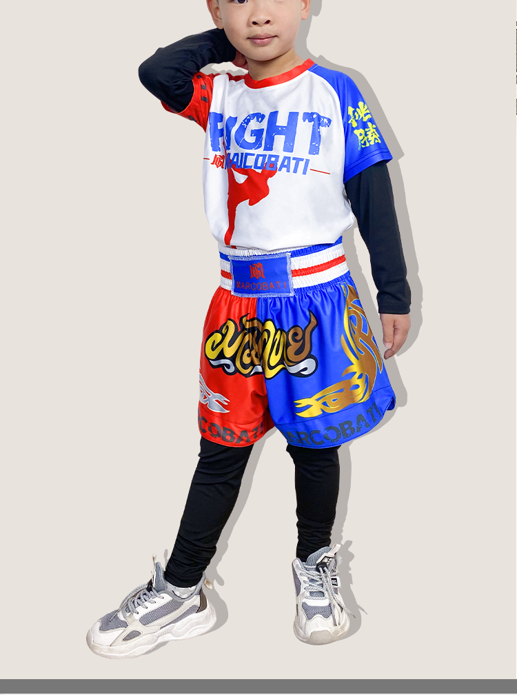 散打服龙服 泰拳短裤男散打服拳击服儿童武术自由搏击训练套装ufc短袖