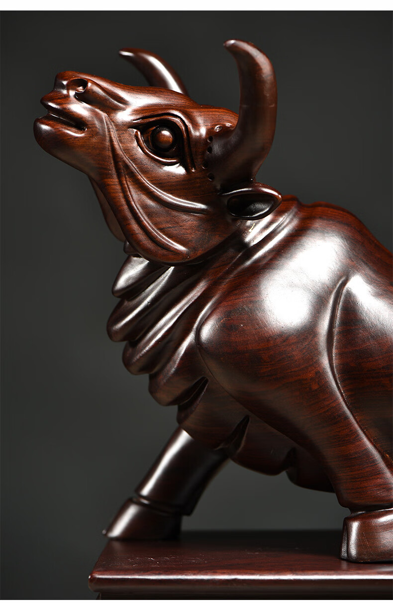 杞记木雕牛摆件实木十二生肖牛家居办公室桌面装饰工艺品开业送礼精雕