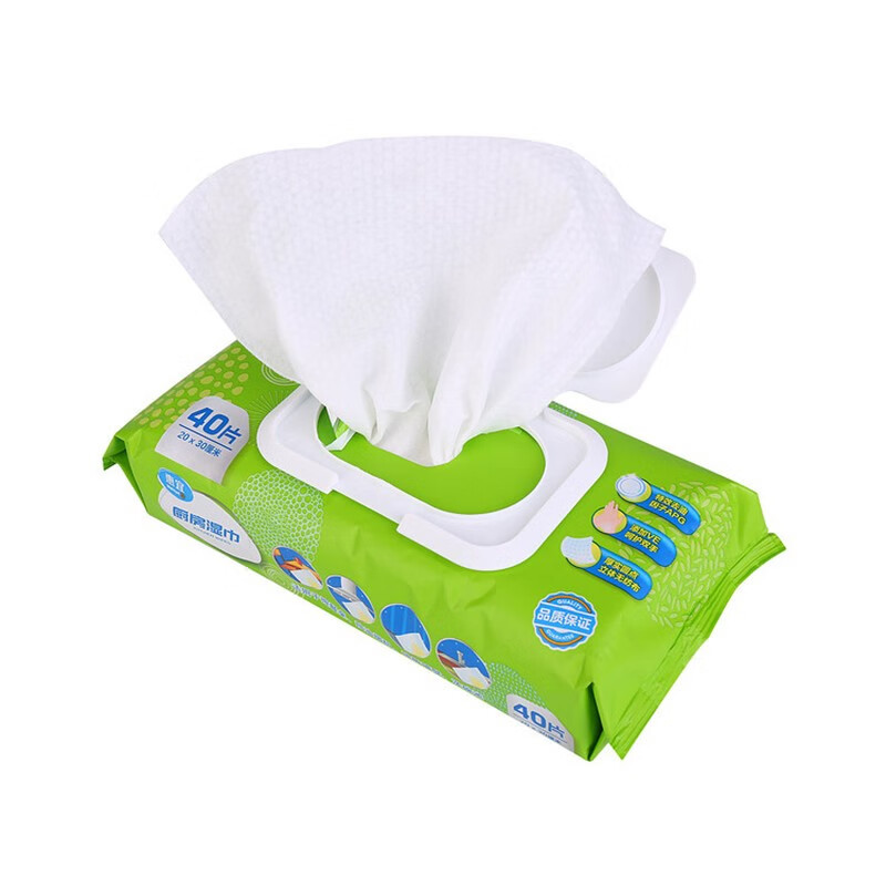 惠宜湿纸巾惠宜厨房湿巾40片装湿纸巾除油污厚实无纺布掀盖不含酒精