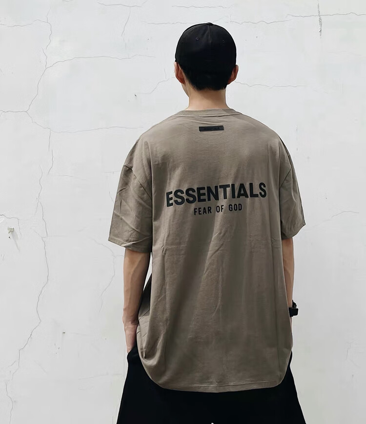 过毒验fearofgod复线essentials硅胶短袖t恤潮牌2022潮fog男女苔藓