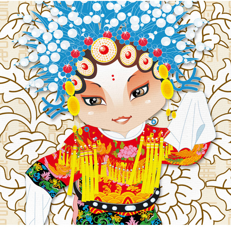 脸谱装饰画饭店餐厅火锅店墙画个性创意圆形壁画中式京剧人物挂画 13.