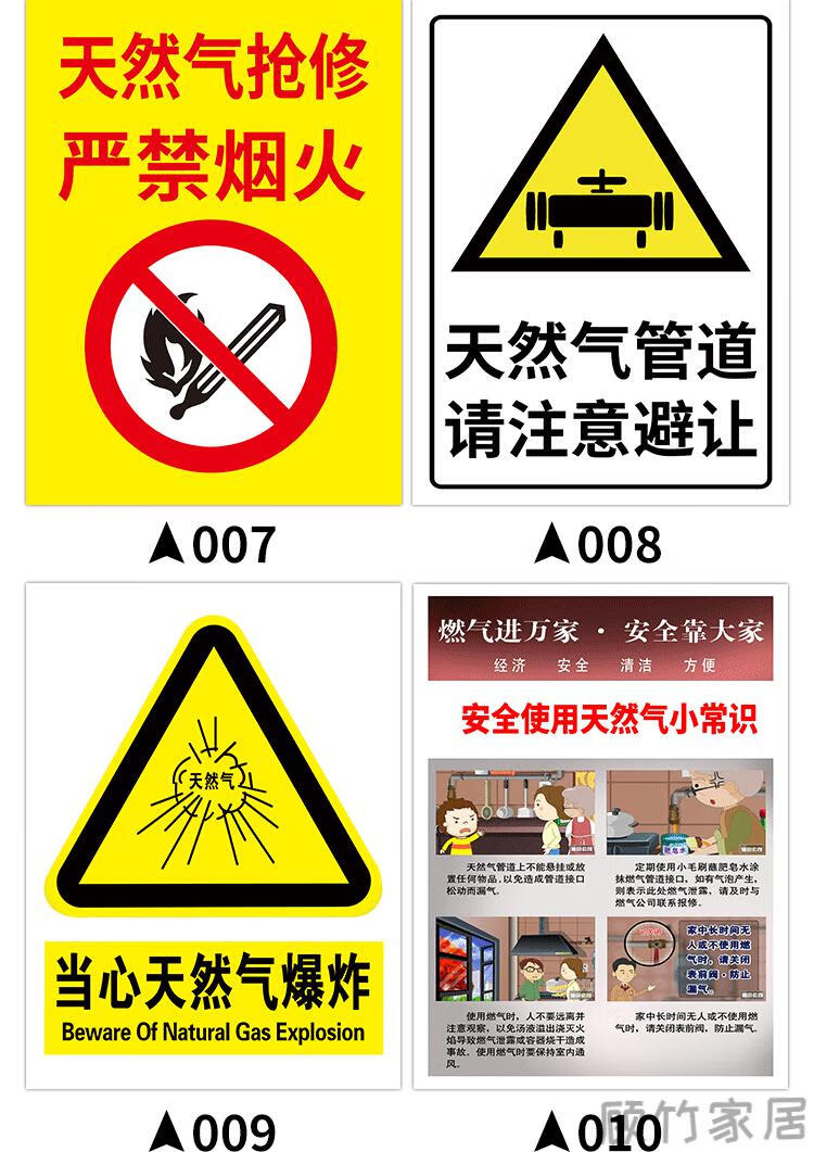 方法安全标识牌告示牌警示标志燃气设施指示牌禁止吸烟提示牌标语告知