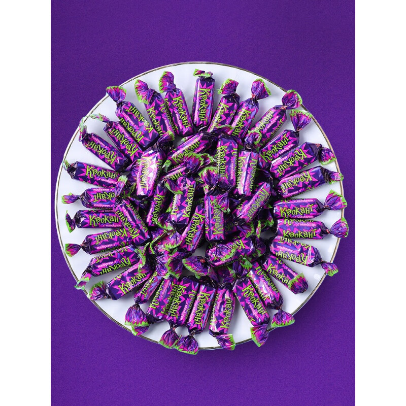 俄罗斯紫皮糖kpokaht杏仁巧克力夹心糖休闲零食喜糖250g紫皮糖500克