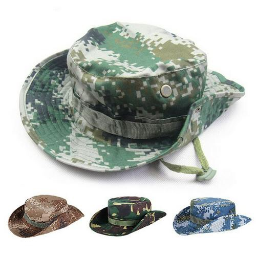 蜜丝刘新品迷彩圆帽作战帽作训帽迷彩圆边帽男渔夫帽虎斑迷彩奔尼帽男