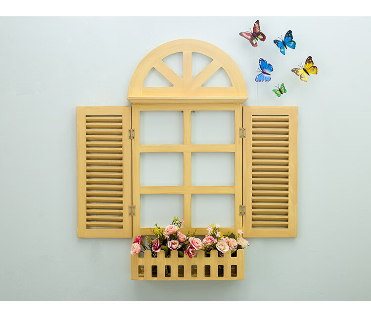假窗户壁挂 欧式假窗户装饰仿真地中海风格百叶窗木质窗户餐厅墙面
