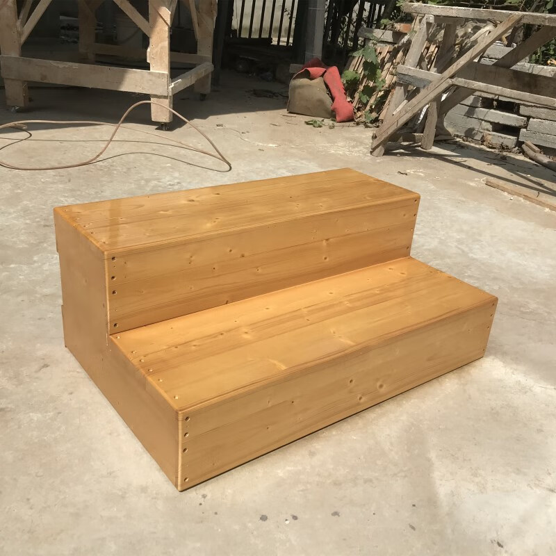 ausda实木台阶双层三层阶梯凳木楼梯脚踏凳子爬高梯浴缸防滑踏家用