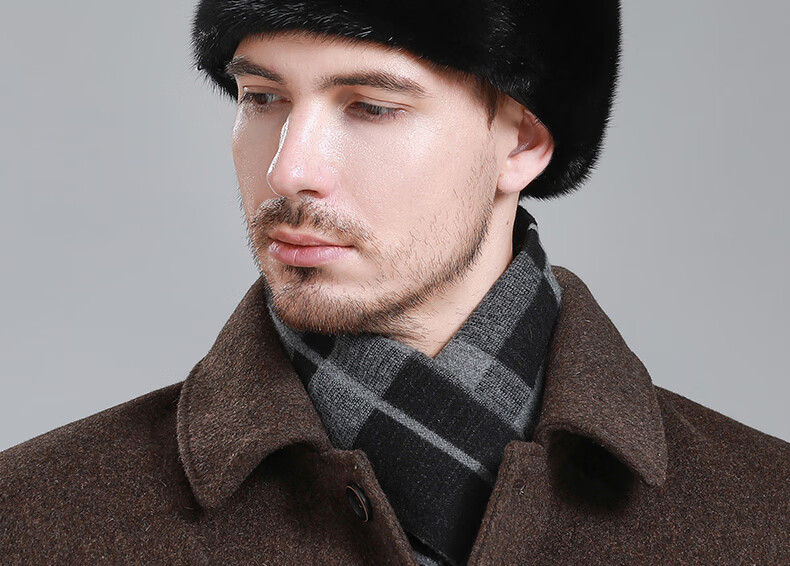 水貂毛皮草帽子男士秋冬保暖整貂皮绅士帽休闲地主帽裘皮帽冬新款黑色