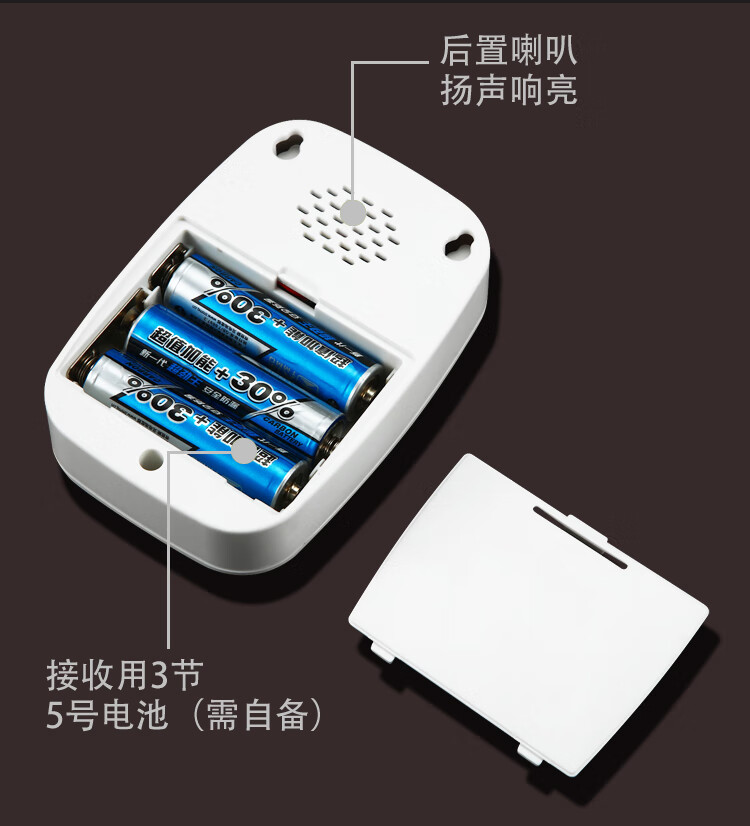 门铃无线家用用电池款直流电全用电池不插电的三拖一无线数码门铃黑色