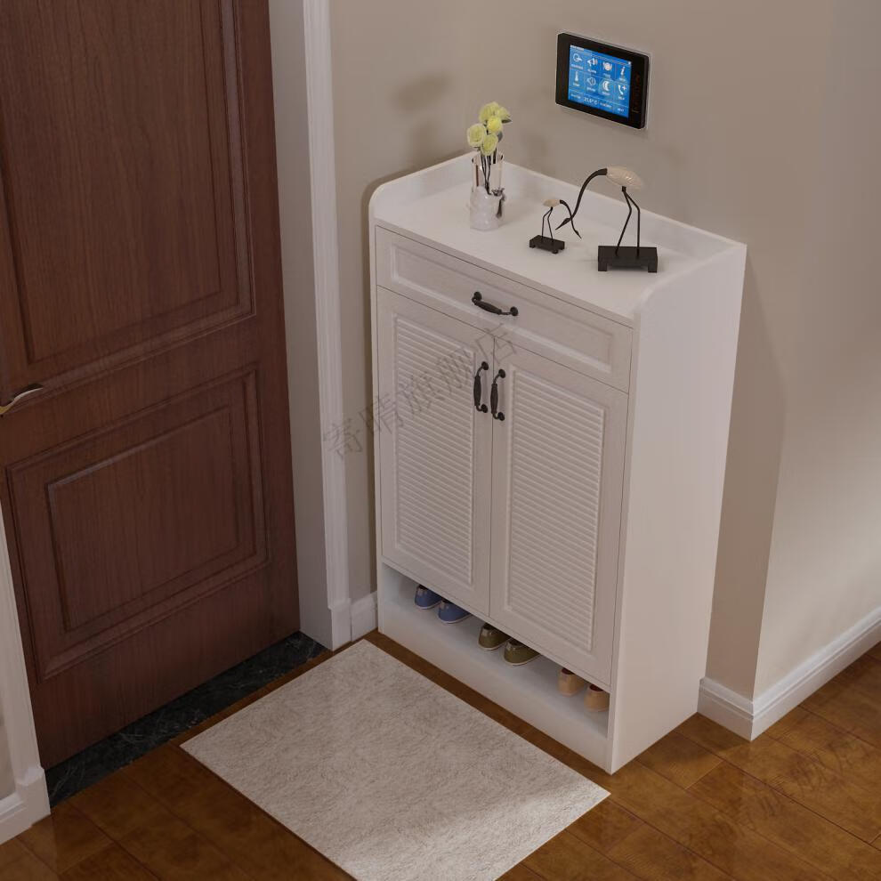 白色柜子储物柜鞋柜简约现代玄关客厅家用进门口高120大容量阳台b45长