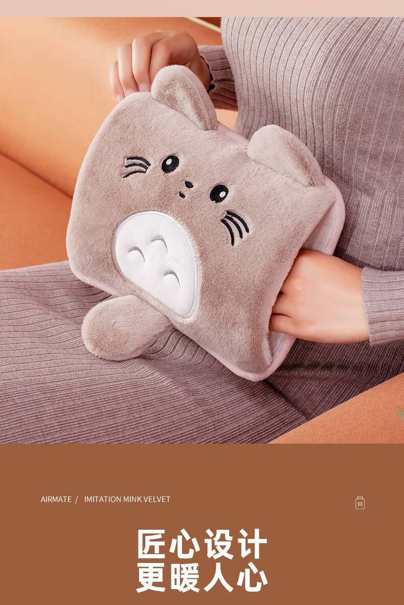 冬天送女朋友礼物 电热水袋卡通暖手宝暖水袋充电式电暖宝毛绒 皮标