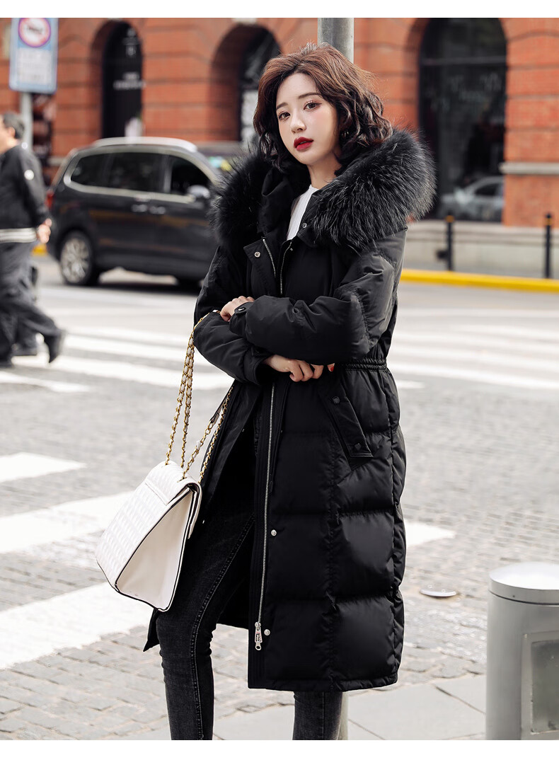 mongcold萌可蒙口羽绒服女中长款秋冬季新国标派克羽绒服女连帽大毛领