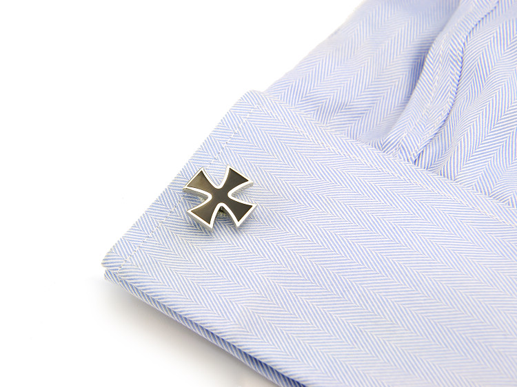 新品衣服袖扣双色十字架滴胶彩袖扣法式衬衫袖钉男士男式衬衣袖口钉