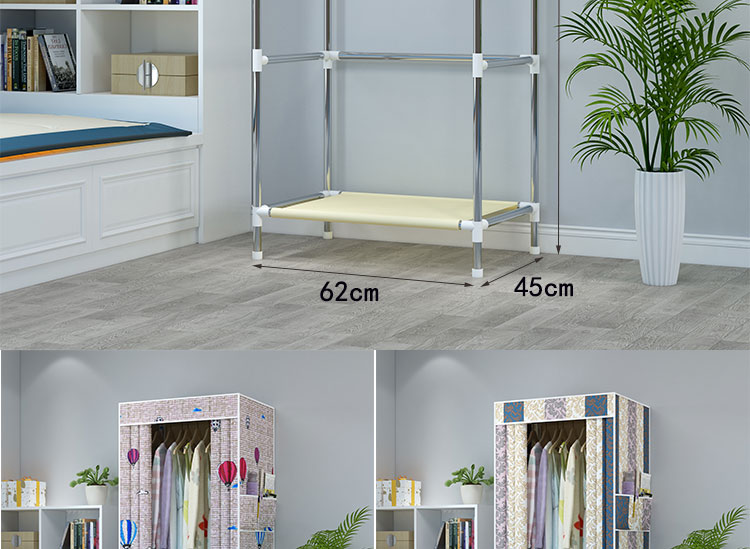 欧绿卡简易衣柜用钢管组装现代简约宿舍家用卧室结实耐用简易衣柜花色