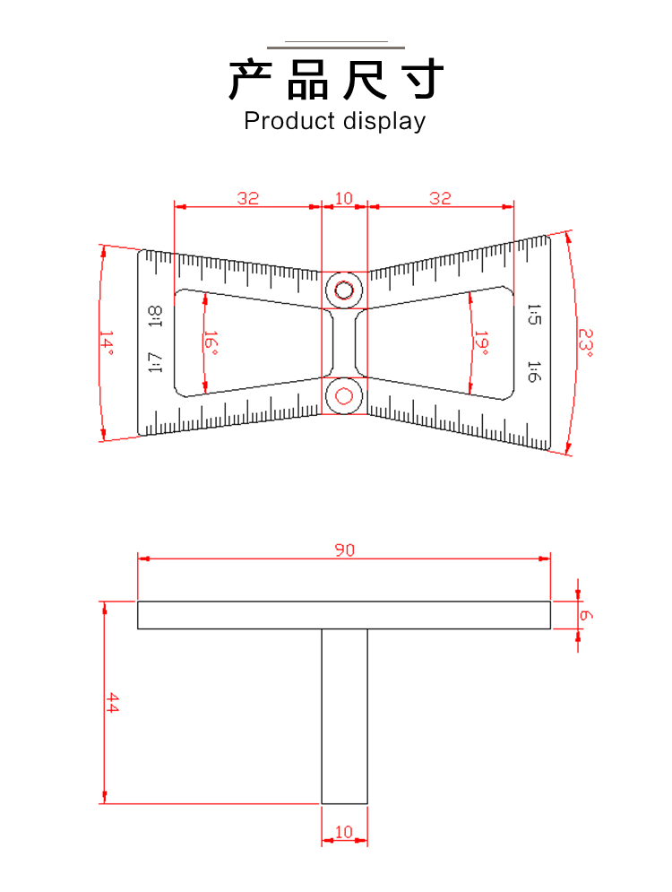 木工燕尾榫规辅助划线规铝合金划线器榫卯模板刻度工具燕尾规c款蓝色