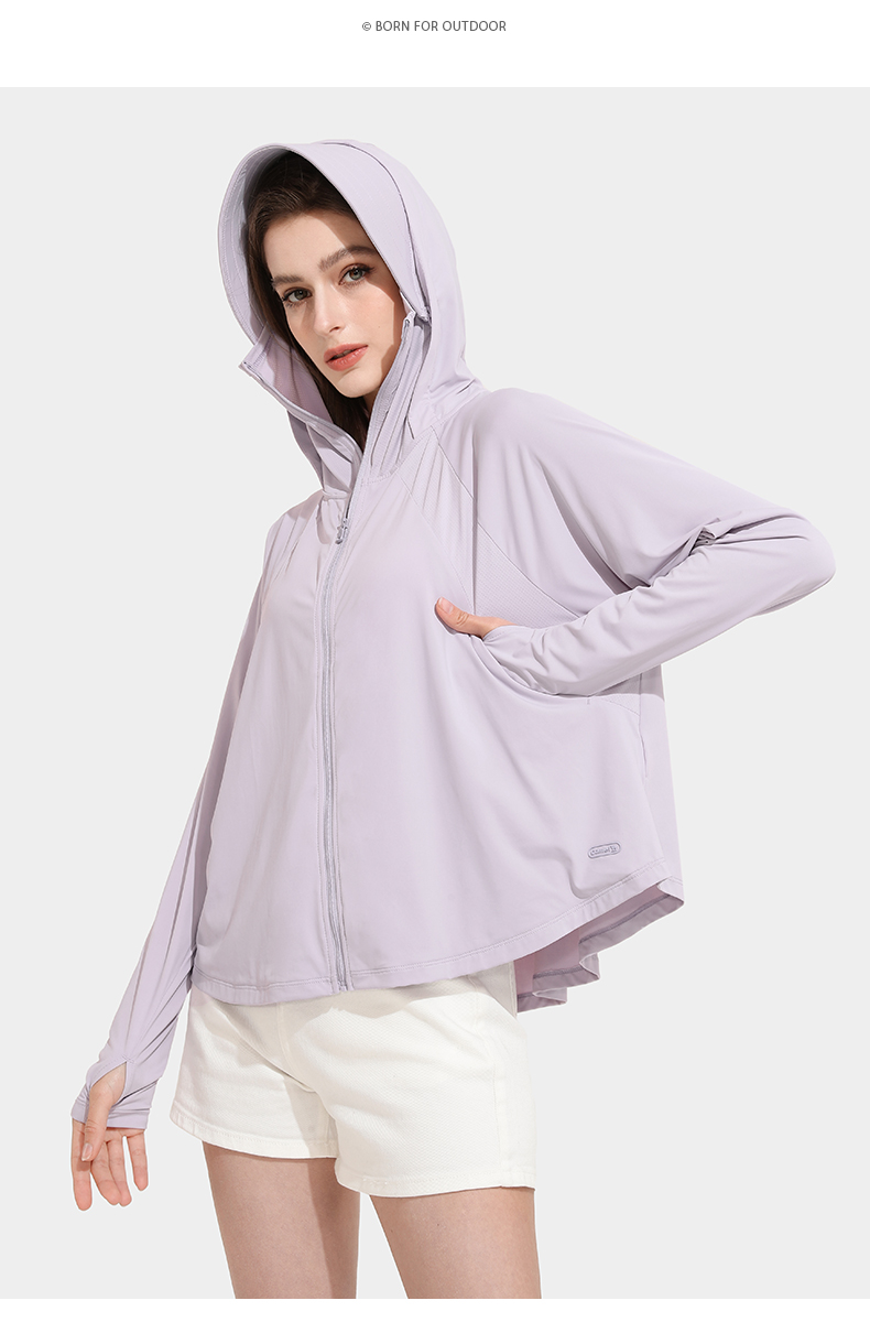 骆驼户外防晒衣女款2022春夏季连帽速干时尚针织休闲外套ac72252009海