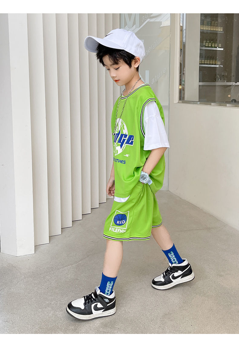 儿童篮球服男童2022新款春夏炸街运动套装球服儿童时髦套装中大童马甲