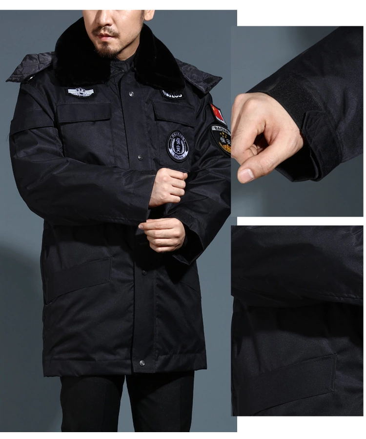 冬季保暖保安羽绒服大衣男多功能防寒服加厚大衣执勤服服冬装透明180