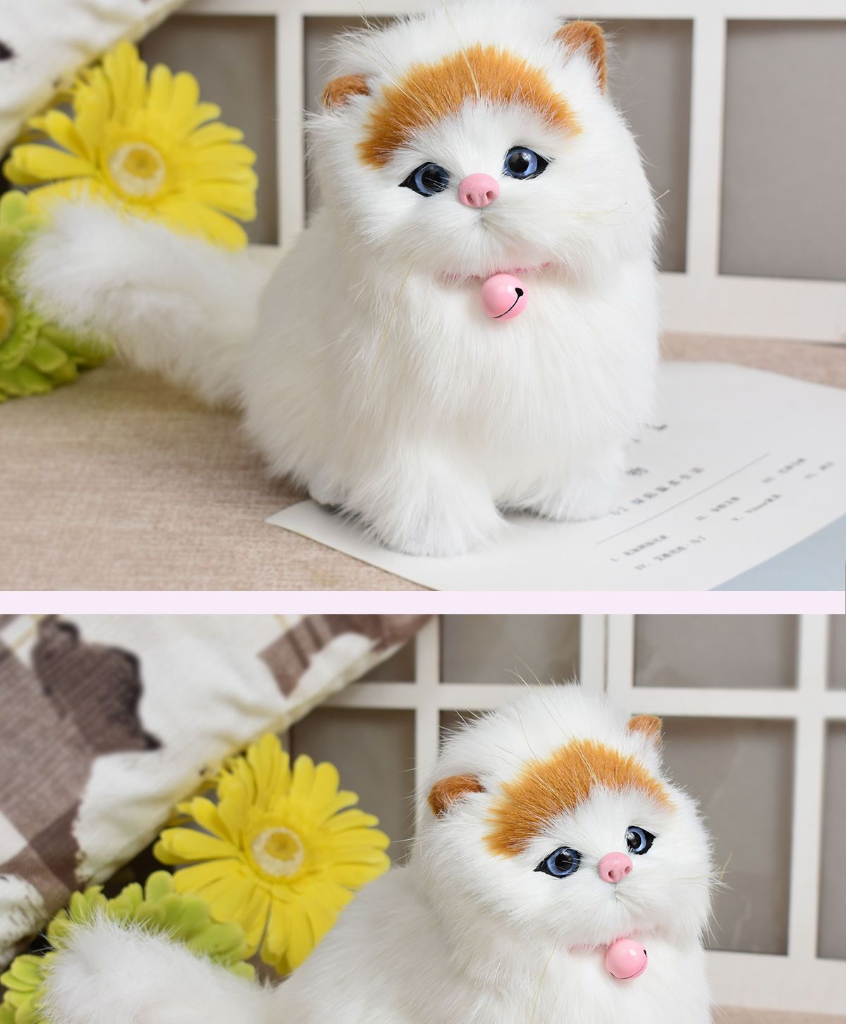 会叫仿真小猫咪玩偶毛绒玩具公仔女士动物模型儿童认知生日礼物 真毛