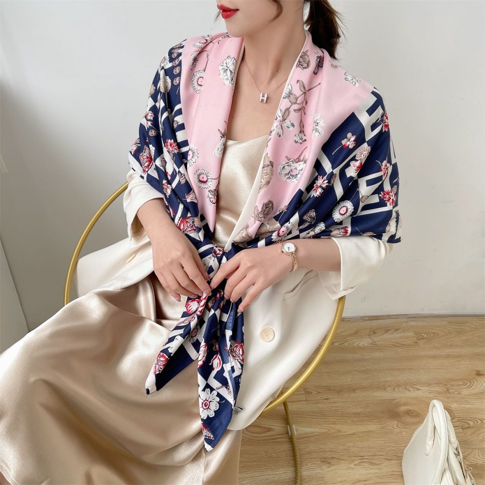 方巾丝巾加长方形超长方形披肩时尚沙滩丝巾秋冬防晒旅游长方形黑色