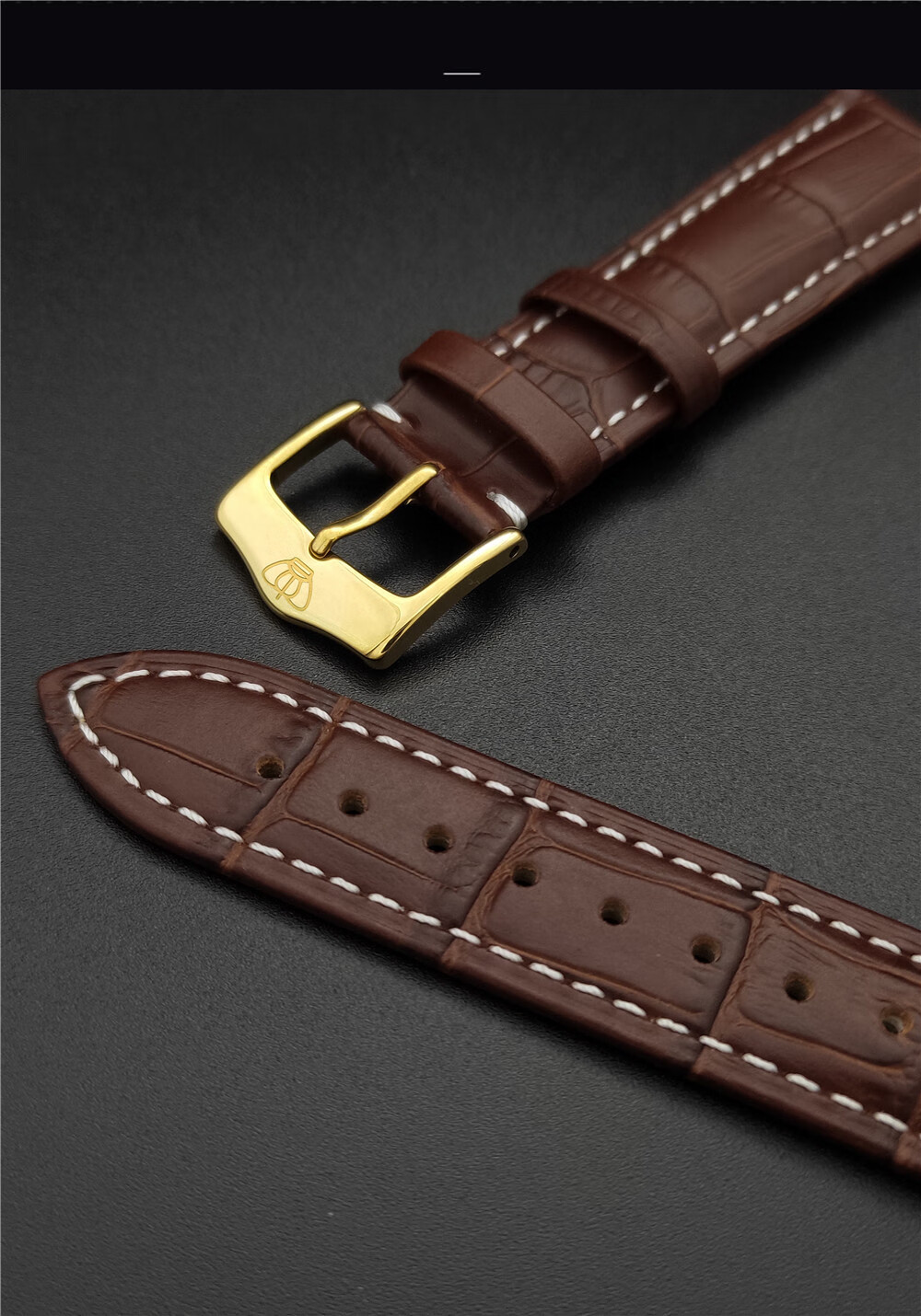 德国原装进口牛皮表通用天王手表带原装真牛皮表带蓝色针扣表带gs3674