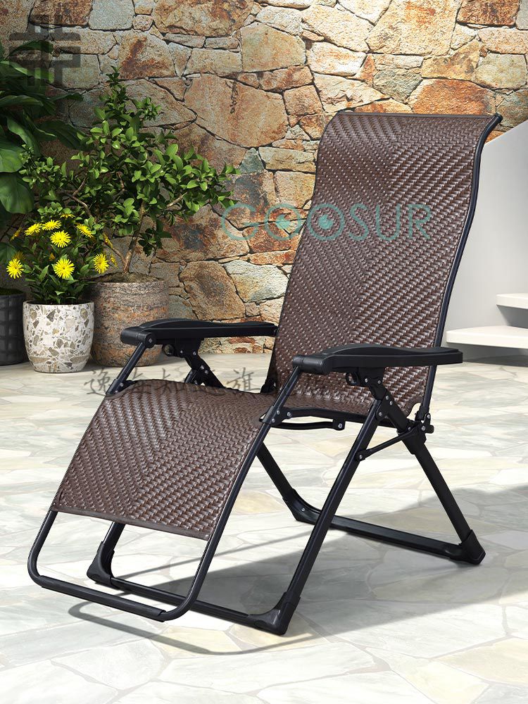 躺椅午休折叠家用睡椅藤椅办公室折叠椅阳台老人休闲午睡椅子 编藤