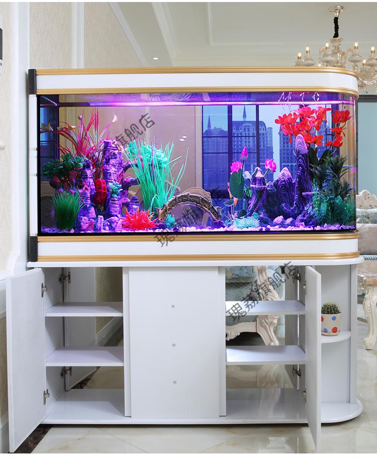 2022新款子弹头鱼缸头鱼缸玻璃圆形12米超白客厅家用生态水族箱中大型