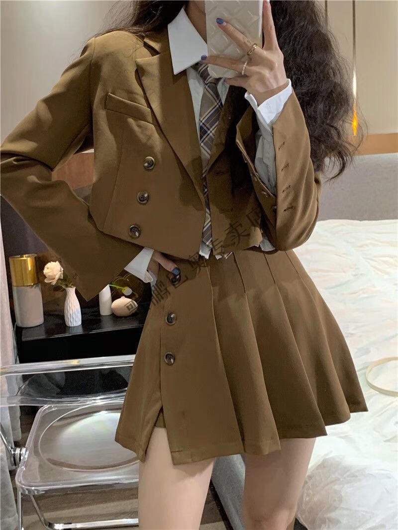 学院风女装套装英伦风单件套装秋季女装学院风西装上衣外套衬衫上衣百