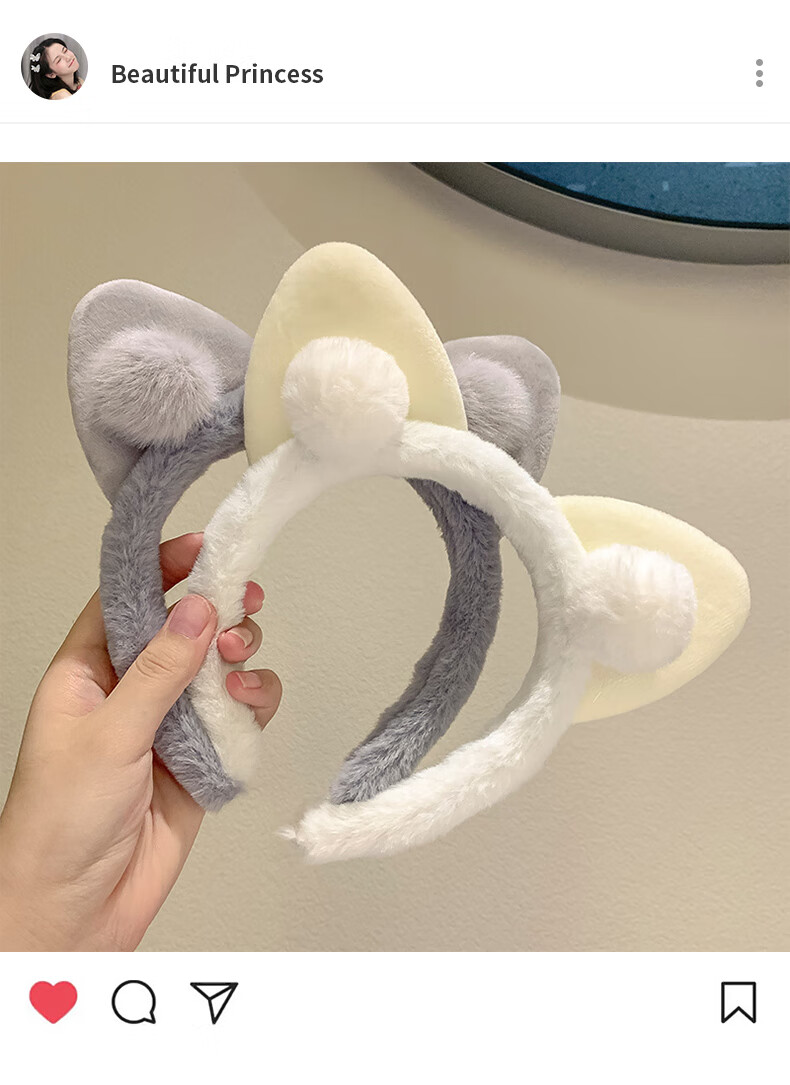 beautifulprincess儿童可爱猫耳发箍女童外出压发头箍宝宝卡通发卡不