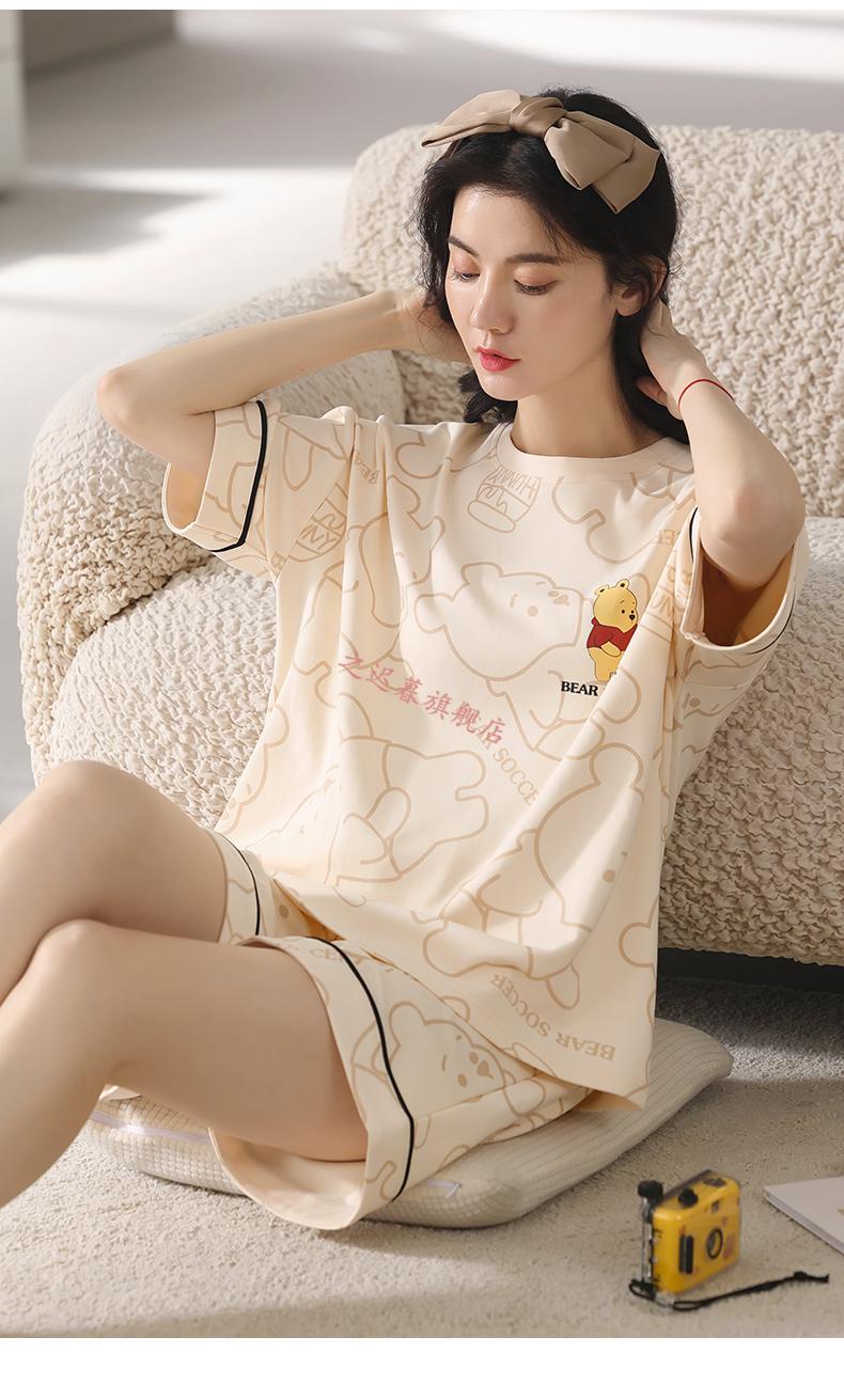 睡衣小清新女神2022年新款睡衣女薄款短袖短裤可外穿家居服两件套装qa