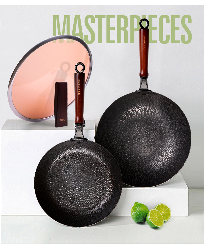 欧克欧铁锅不粘锅无涂层家用炒锅电磁炉燃气灶专用老式炒菜锅28cm无盖