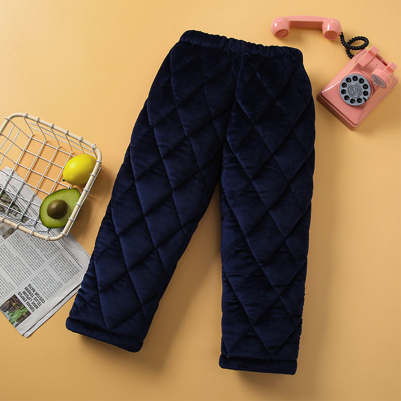 女童棉裤加厚外穿儿童三层冬季裤子男女童夹棉加绒裤外穿加厚加棉保暖
