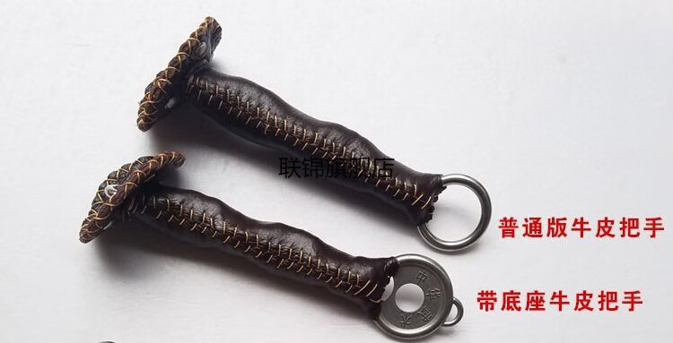 麒麟鞭旋转固定牛筋把手钢鞭响鞭健身鞭把手配件送红穗q1红色扁壶牛筋