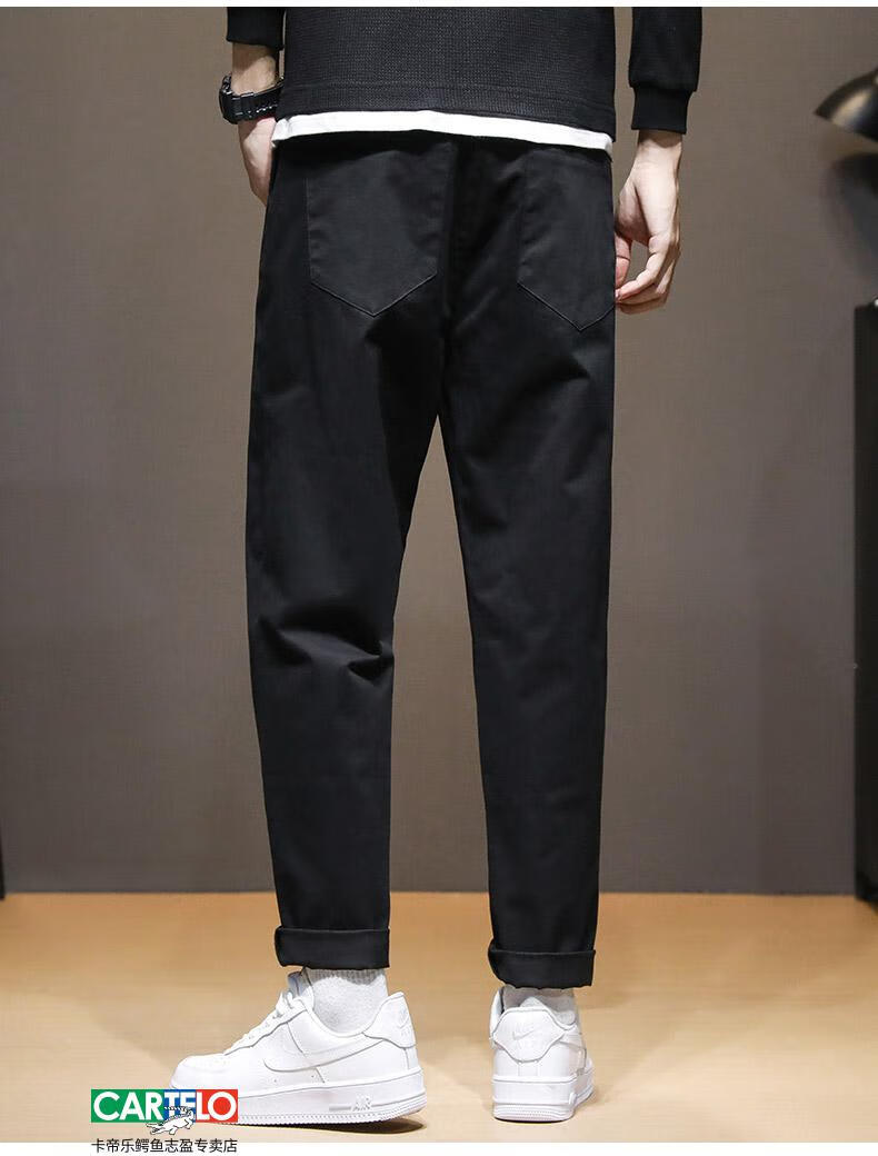 男生潮流秋冬季新款时尚泼墨宽松紧腰百搭直筒休闲长裤男士新品军绿色