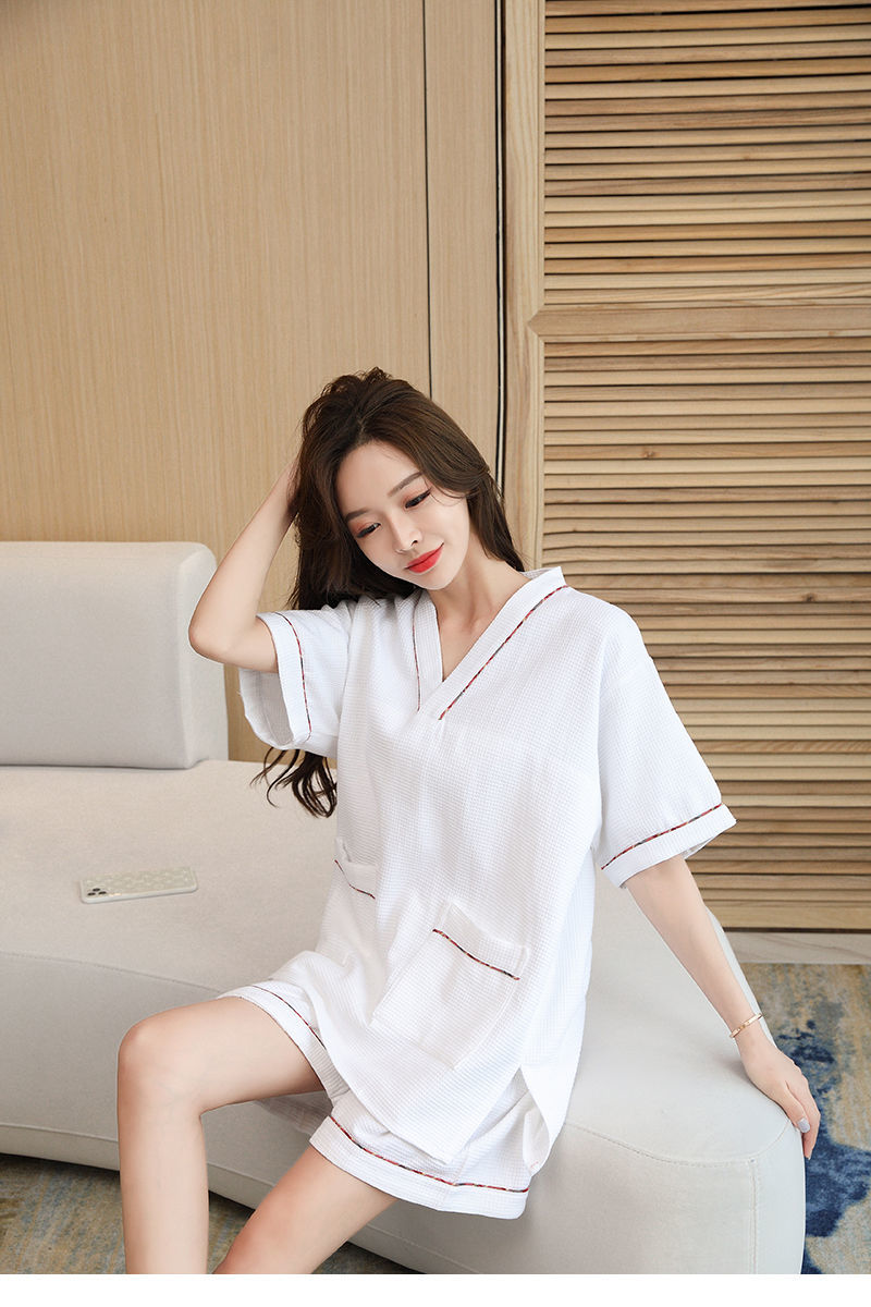 卡瑟露棉质汗蒸服女华夫格面料加肥大码男款加厚按